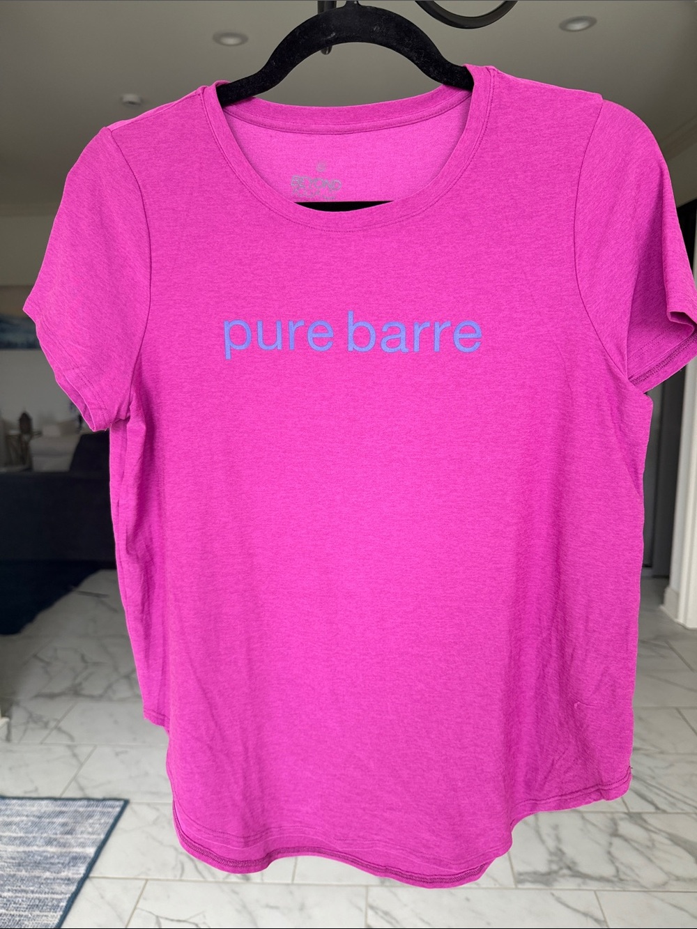 Pure Barre Beyond Yoga Magenta Heather Tee Purple Logo